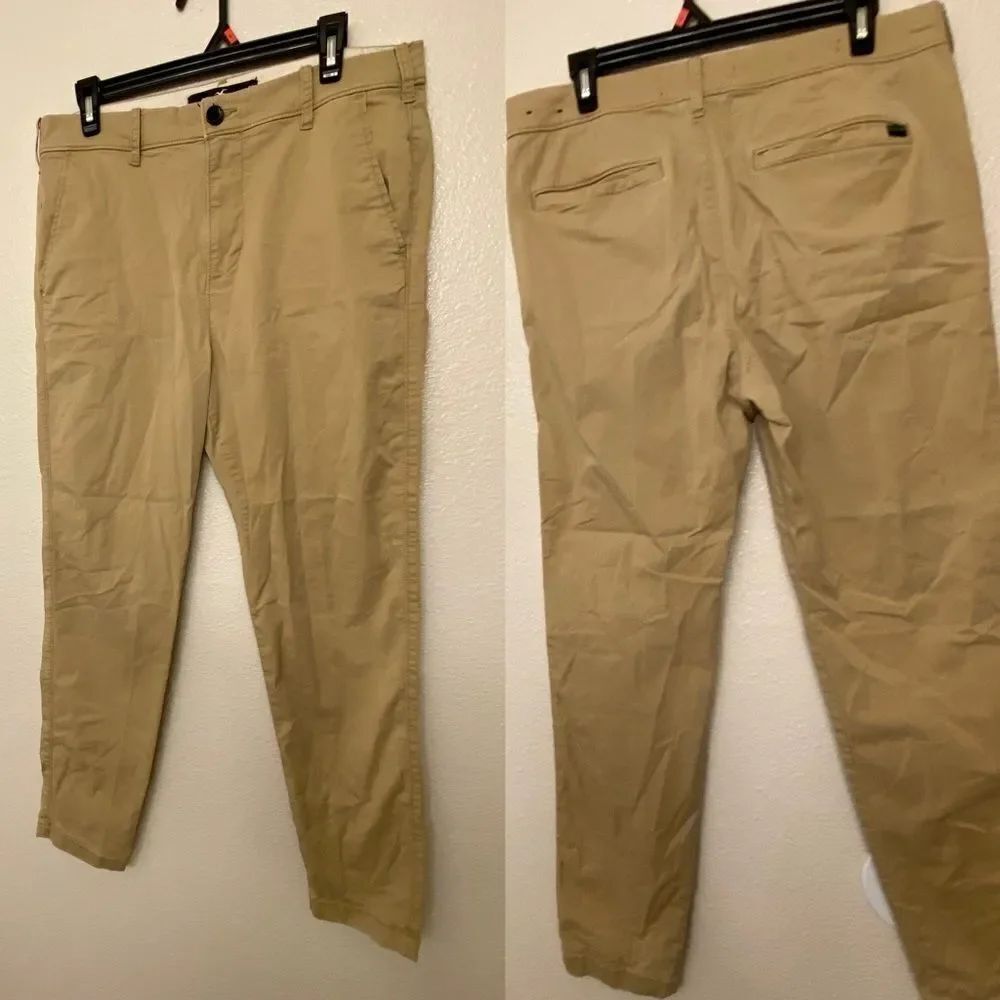 Hollister taper epic flex Stretch Chino Khaki Pants Academia Skater Preppy 32x32